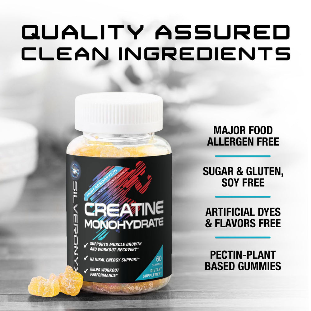SilverOnyx gummies pouring from bottle for quick pre- or post-workout use.