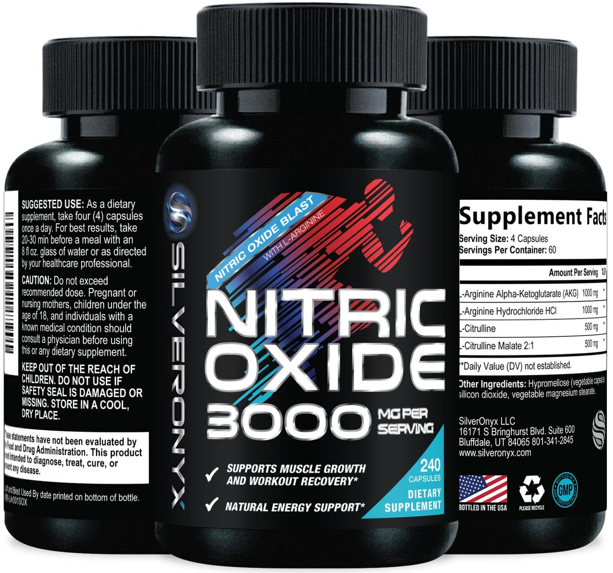 SilverOnyx extra-strength nitric oxide bottle ready for intense workouts
