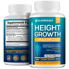 Silverpeaks Growth Capsules bottle front with clear label for easy dosing.