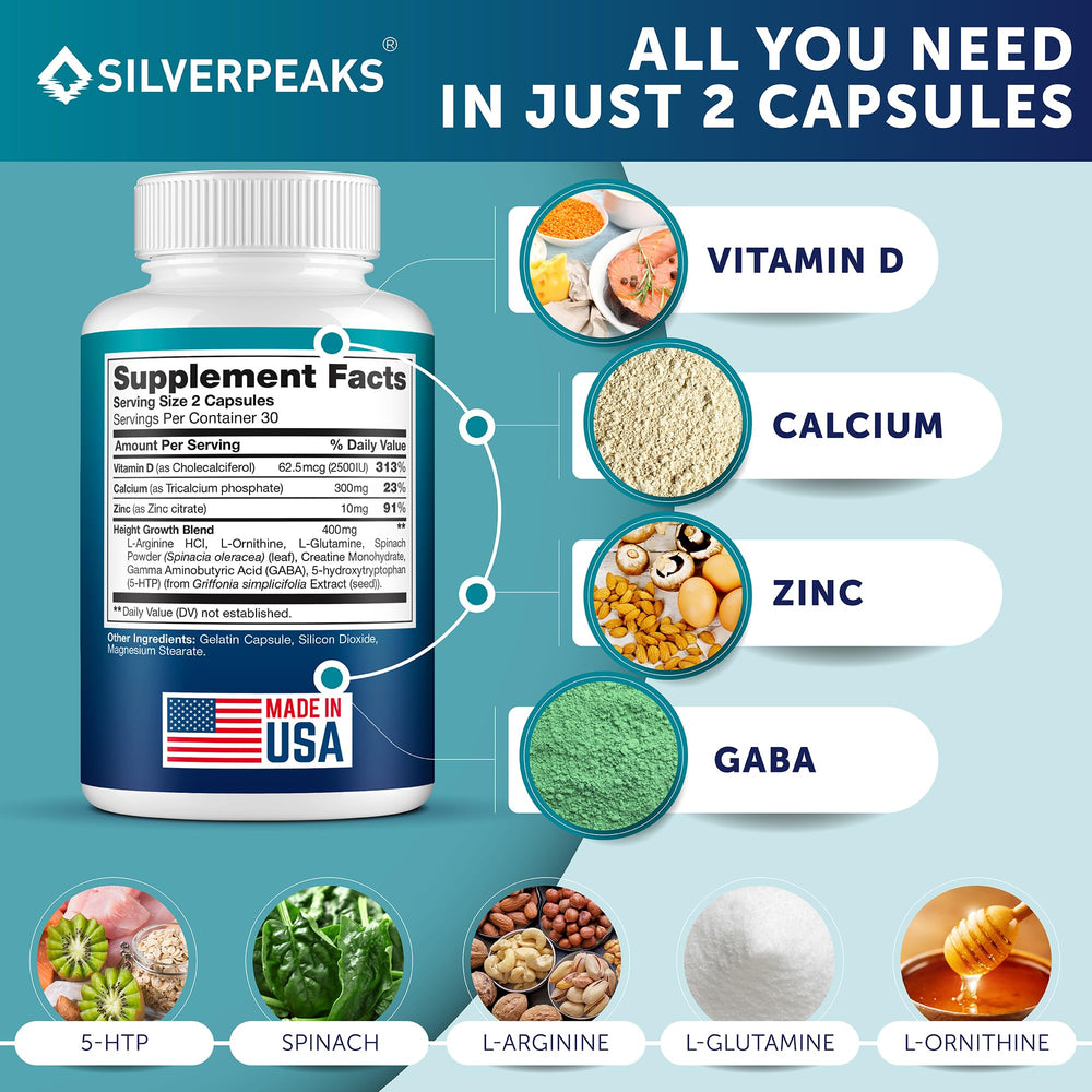 Inside view of Silverpeaks Growth Capsules showing vegetable capsules for clean ingredients.