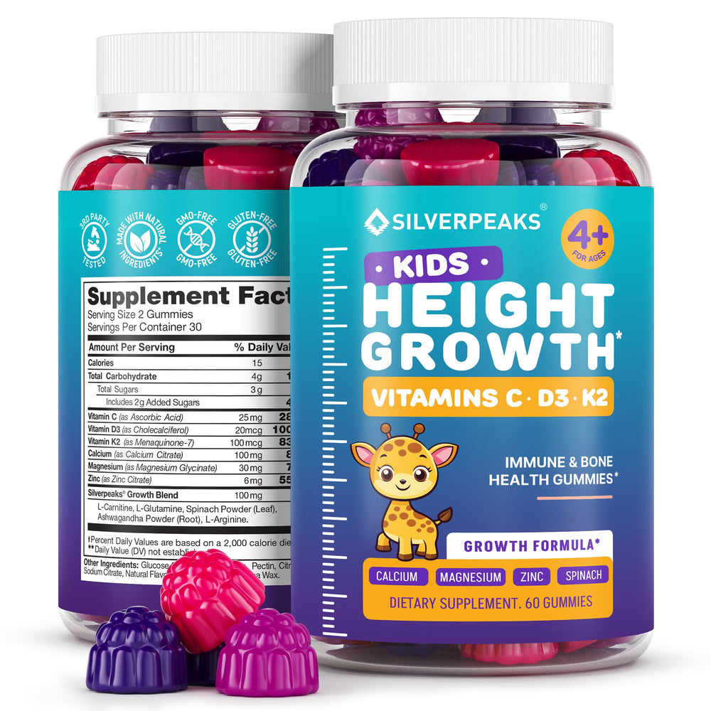SILVERPEAKS height growth kids bottle for convenient daily gummies