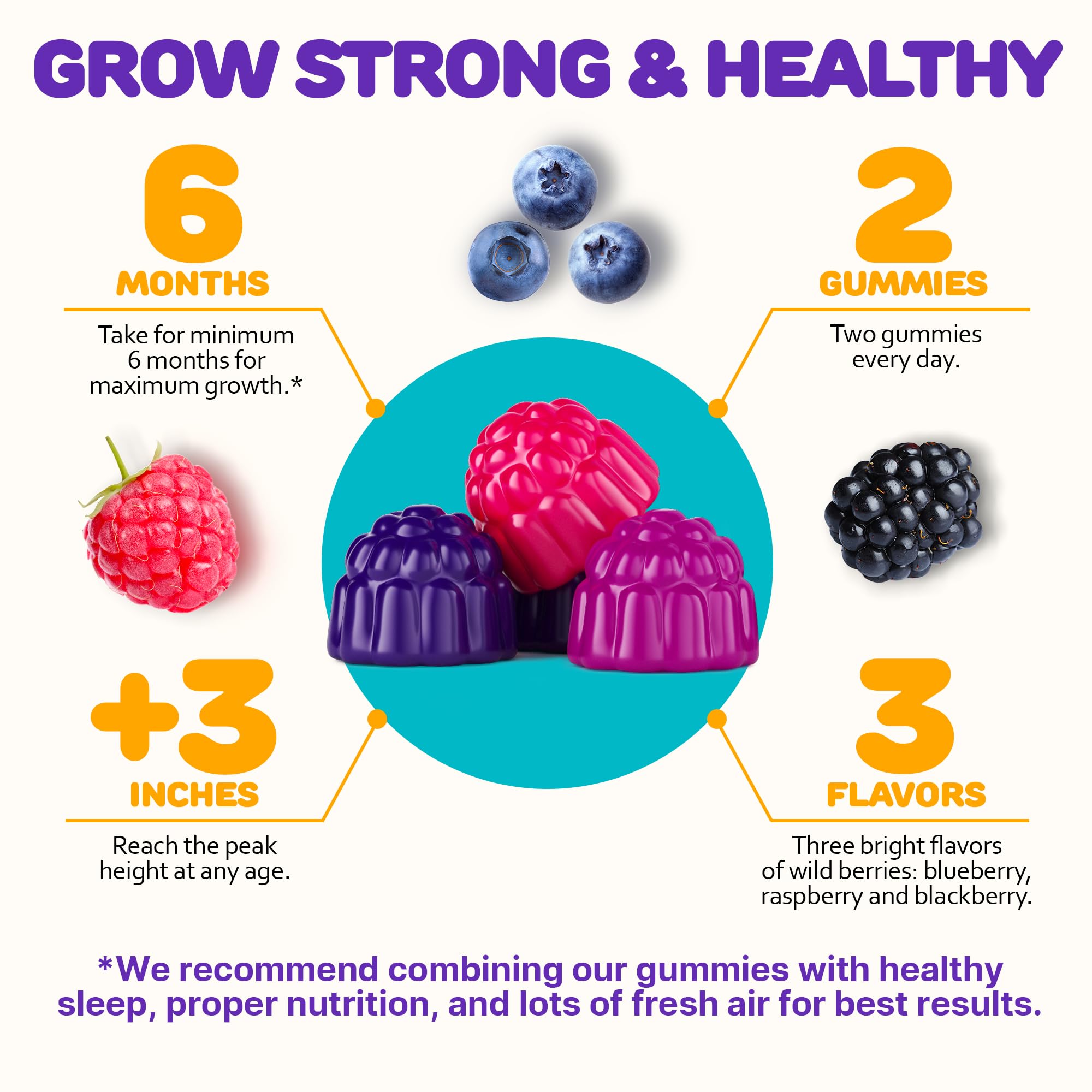 SILVERPEAKS height growth supplement palette showing minerals and blend
