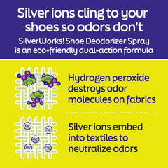 SilverWorks! boot odor elimination spray neutralizes stubborn boot odors.