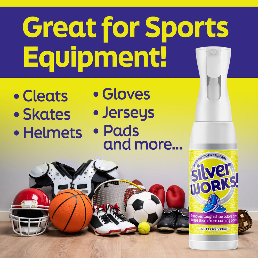 SilverWorks! hypoallergenic formula with light fragrance for fresh-smelling shoes.