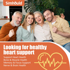 Front view of Simhould CoQ10 120-count pack for daily supplementation.