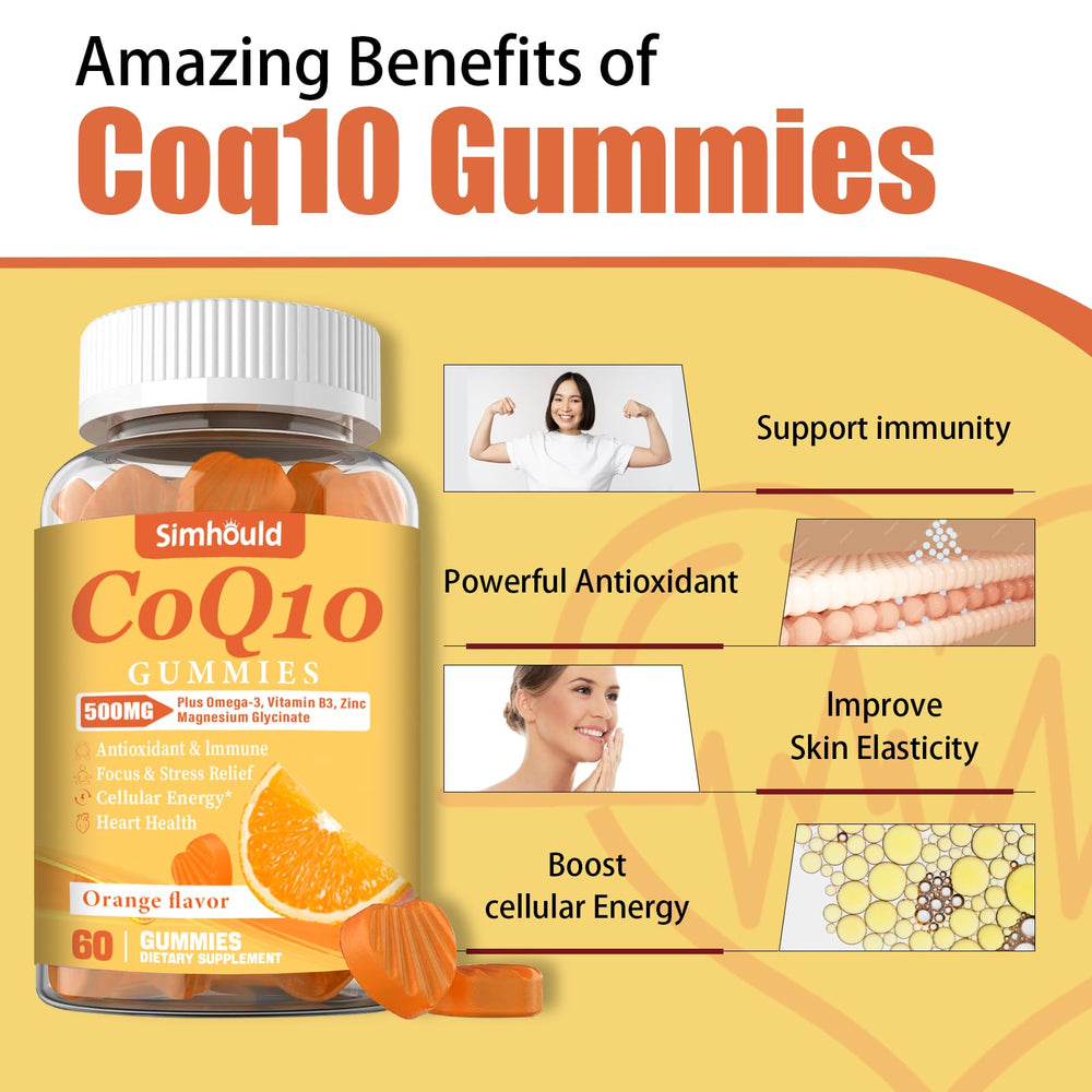 Nutrition facts panel on Simhould CoQ10 gummies informs ingredient choices.