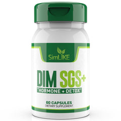 Simlike DIM Hormone Detox bottle front shows clean label for daily wellness support.
