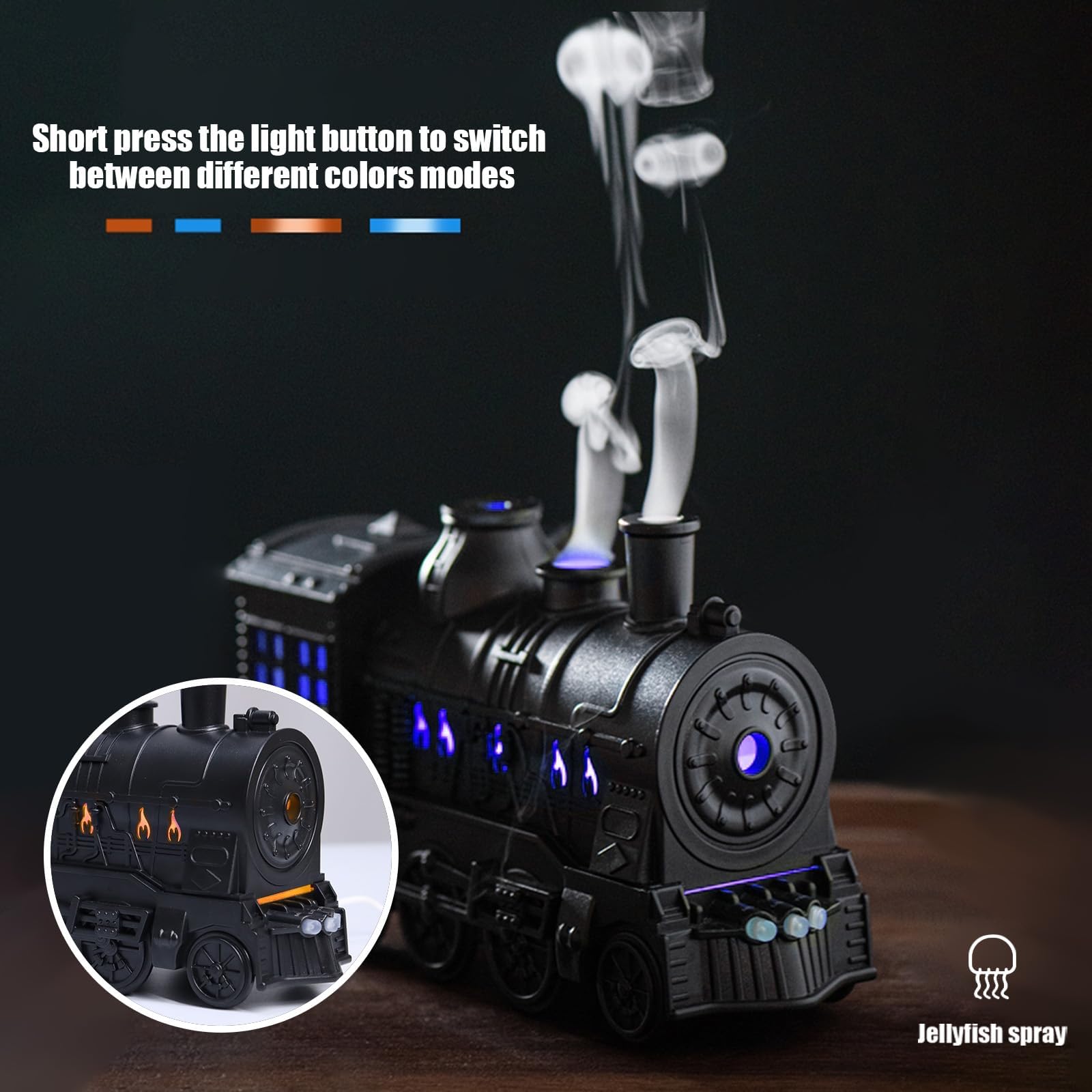SIMOHOT Train Diffuser shows two mist modes for customizable aroma spread