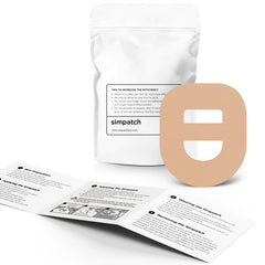 SIMPATCH adhesive close-up in tan showing strong hold and gentle skin contact.