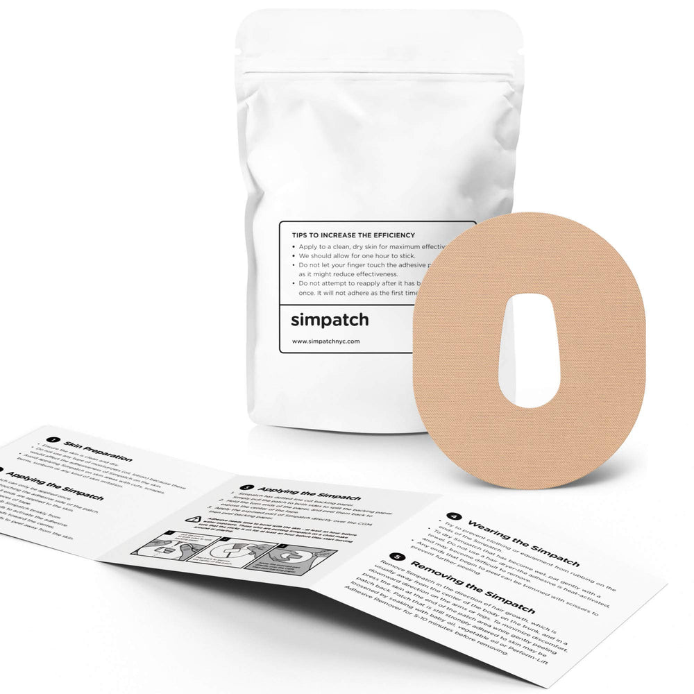 SIMPATCH Dexcom G6 patch on skin showing discreet wear