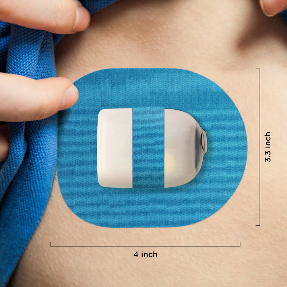 SIMPATCH tan-colored patch on skin illustrates discreet, low-profile wear.