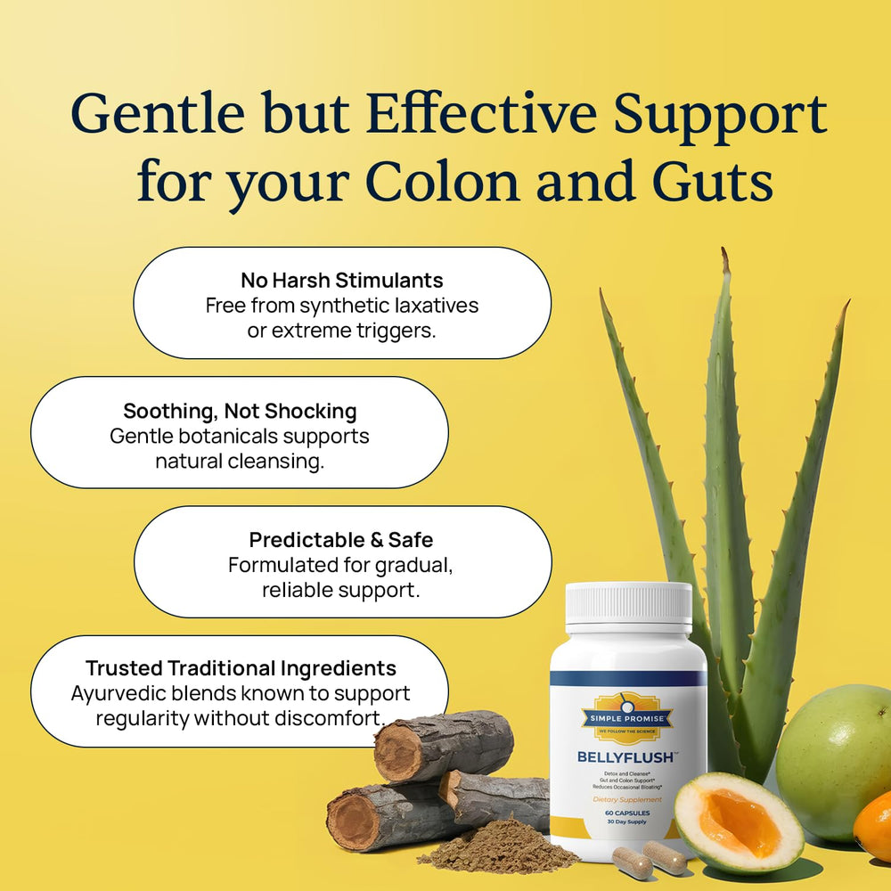 Simple Promise BellyFlush bentonite clay image highlights purifying gut balance.