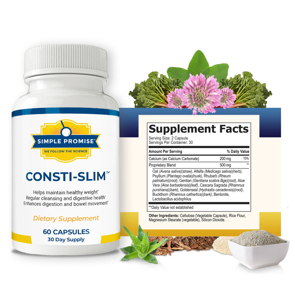 Consti-Slim bottle side view highlighting capsules for daily wellness