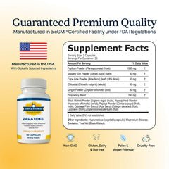 Paratoxil bottle pour showing easy two-capsule daily routine