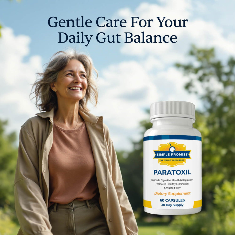 Paratoxil capsules arranged with lifestyle setup for daily wellness