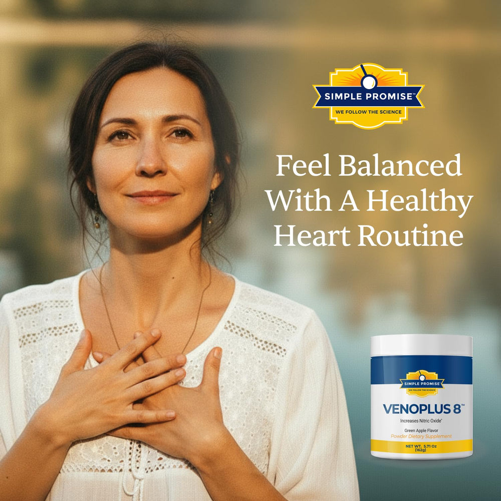 Simple Promise VenoPlus8 30 servings label indicates month-long use.