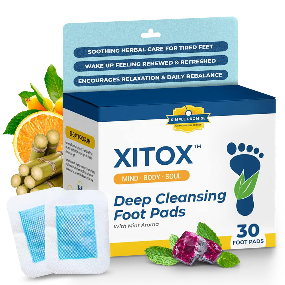 Simple Promise Xitox Foot Pads packaging, ready for a relaxing bedtime routine.