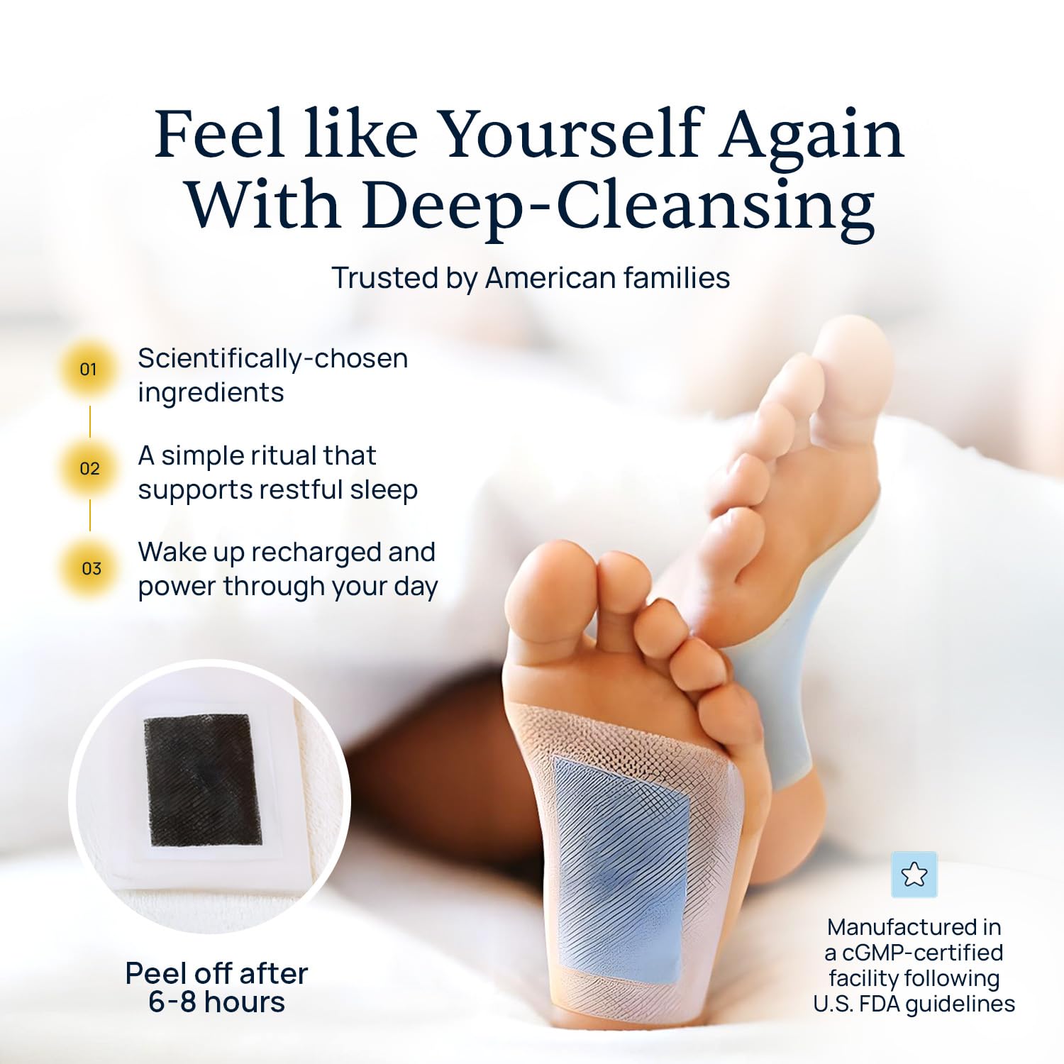 Simple Promise Xitox Foot Pads sticky side up, overnight use on the foot.