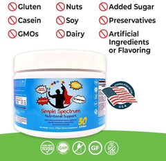 Simple Spectrum label closeup highlights clear nutrient details and allergen information.