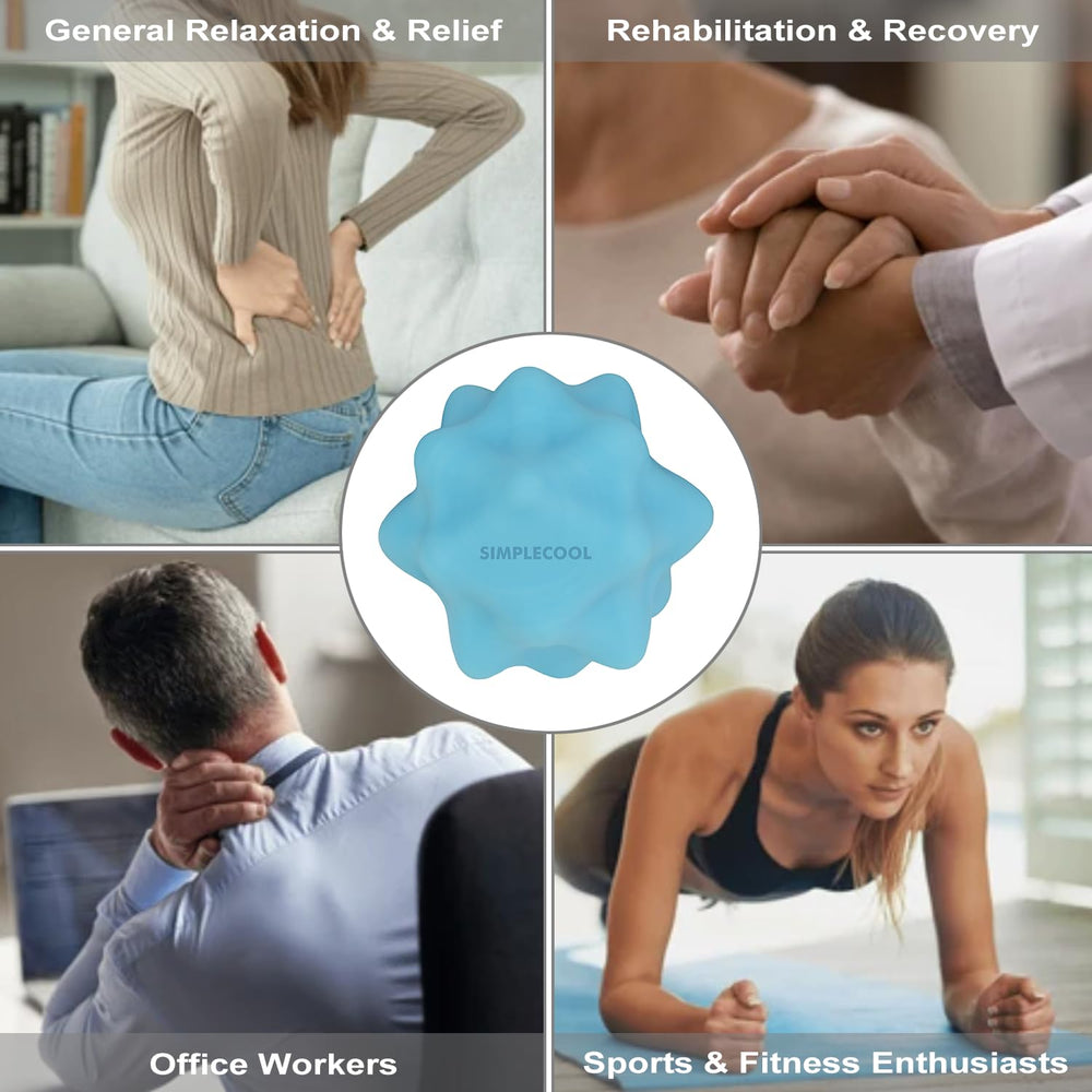 SimpleCool back neck shoulder massage ball blue promotes quick tension release.