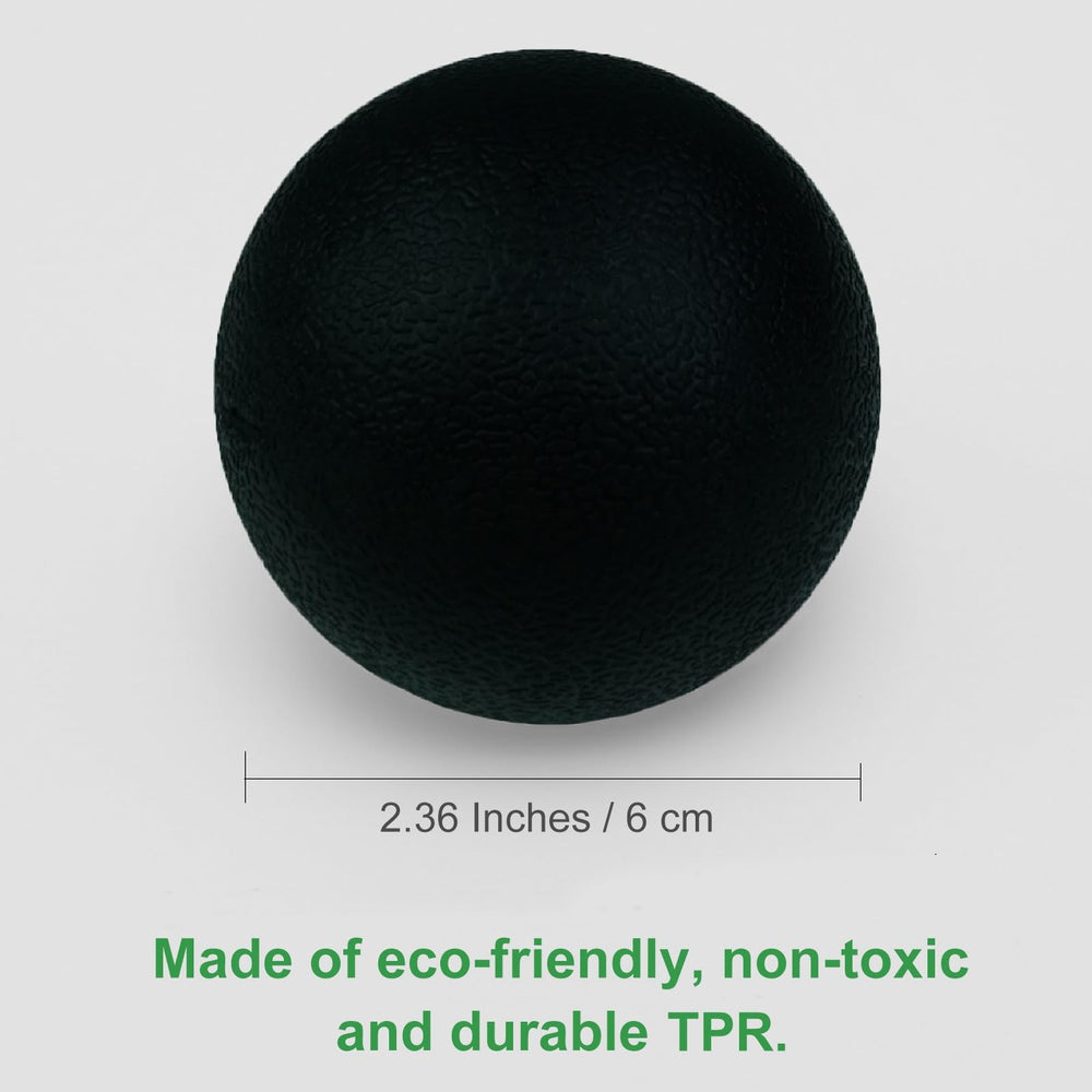 Bola de masaje SIMPLECOOL dura, enfoque lateral, alivia tensión en la espalda.