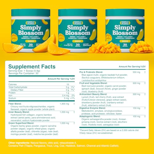 Simply Blossom Mango flavor glass highlights a refreshing taste for daily greens enjoyment