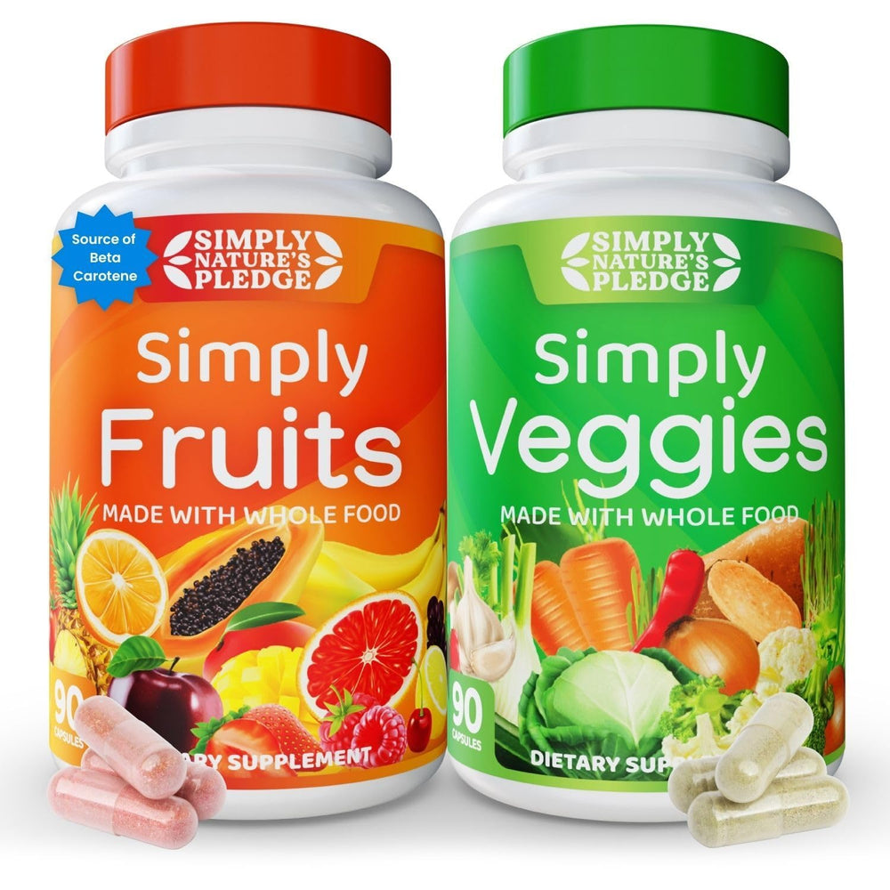 Simply Nature's Pledge bottle and capsules for daily beta carotene support.