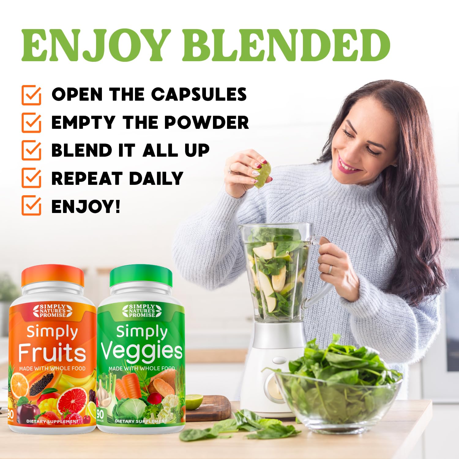 Simply Nature's Pledge on a kitchen shelf suggests family‑friendly nutrition