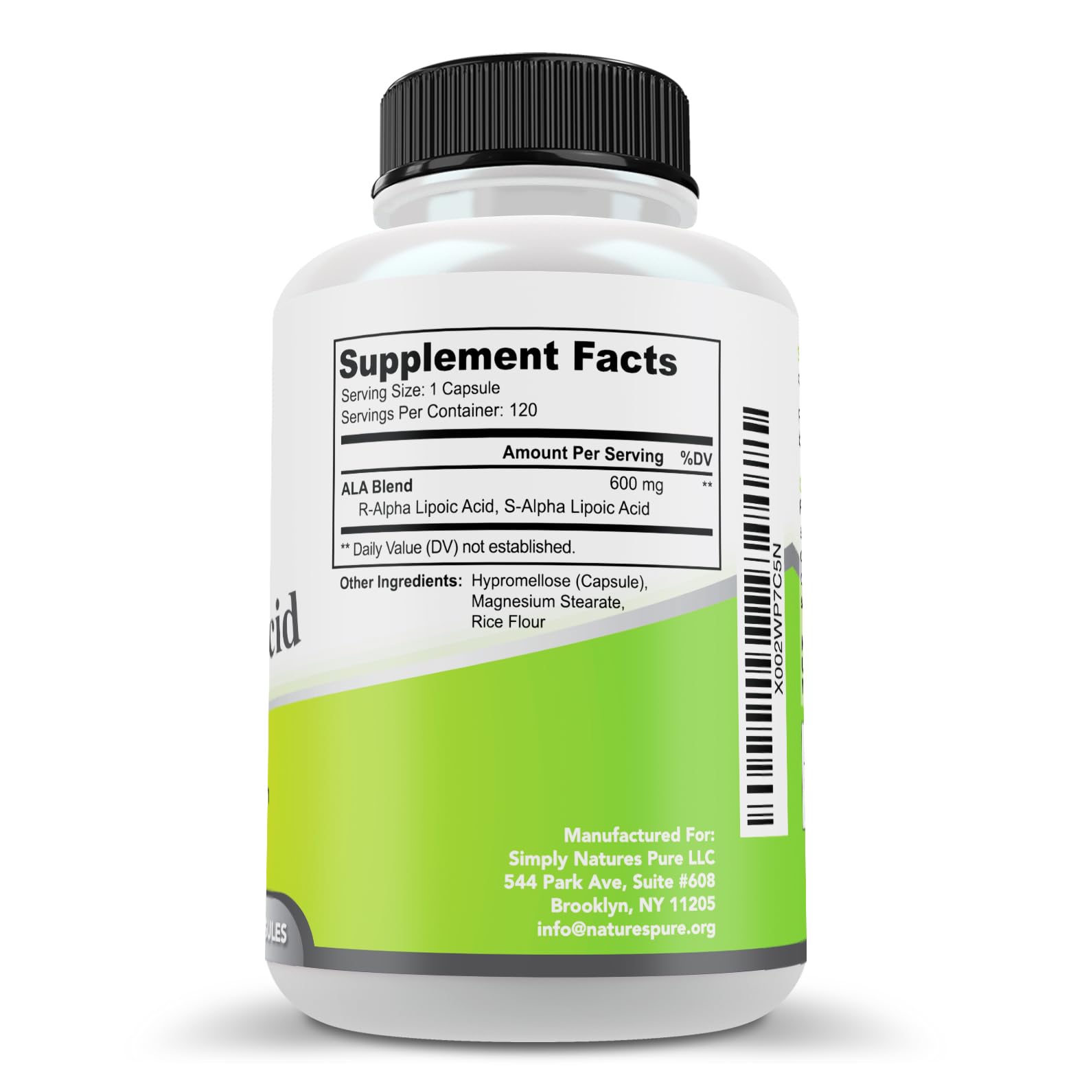 Capsules closeup of Simply Natures Pure Alpha Lipoic Acid