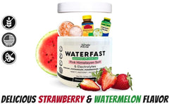 Simply Primal Waterfast glass with water illustrates refreshing electrolyte balance.