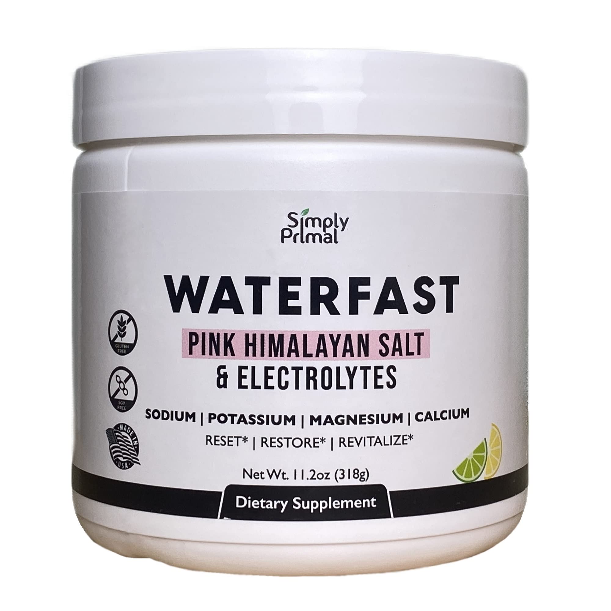 Simply Primal Waterfast bottle with lemon-lime flavor for keto hydration on the go.