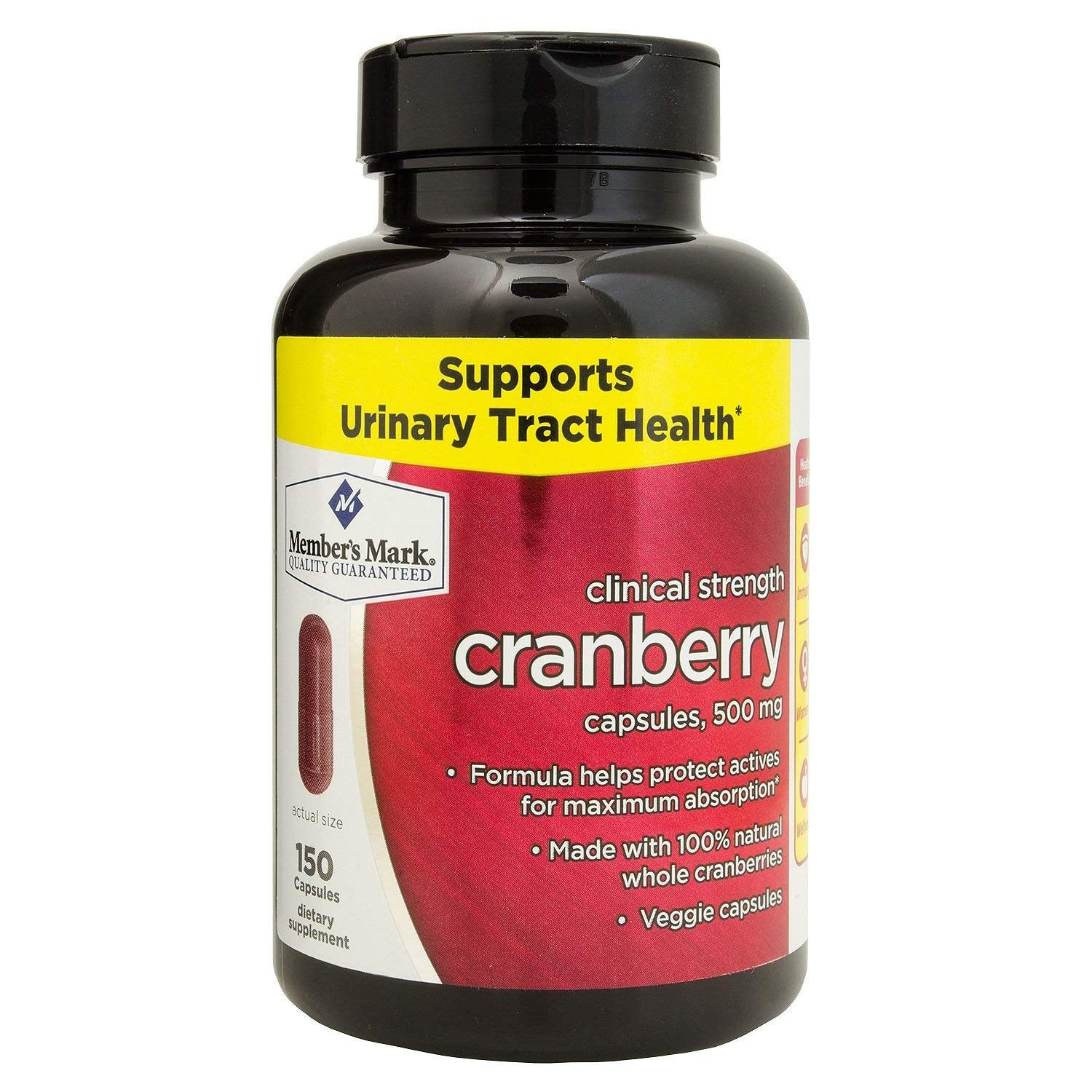 Simply Right Cranberry 500mg bottle with time-release capsules supporting urinary tract health