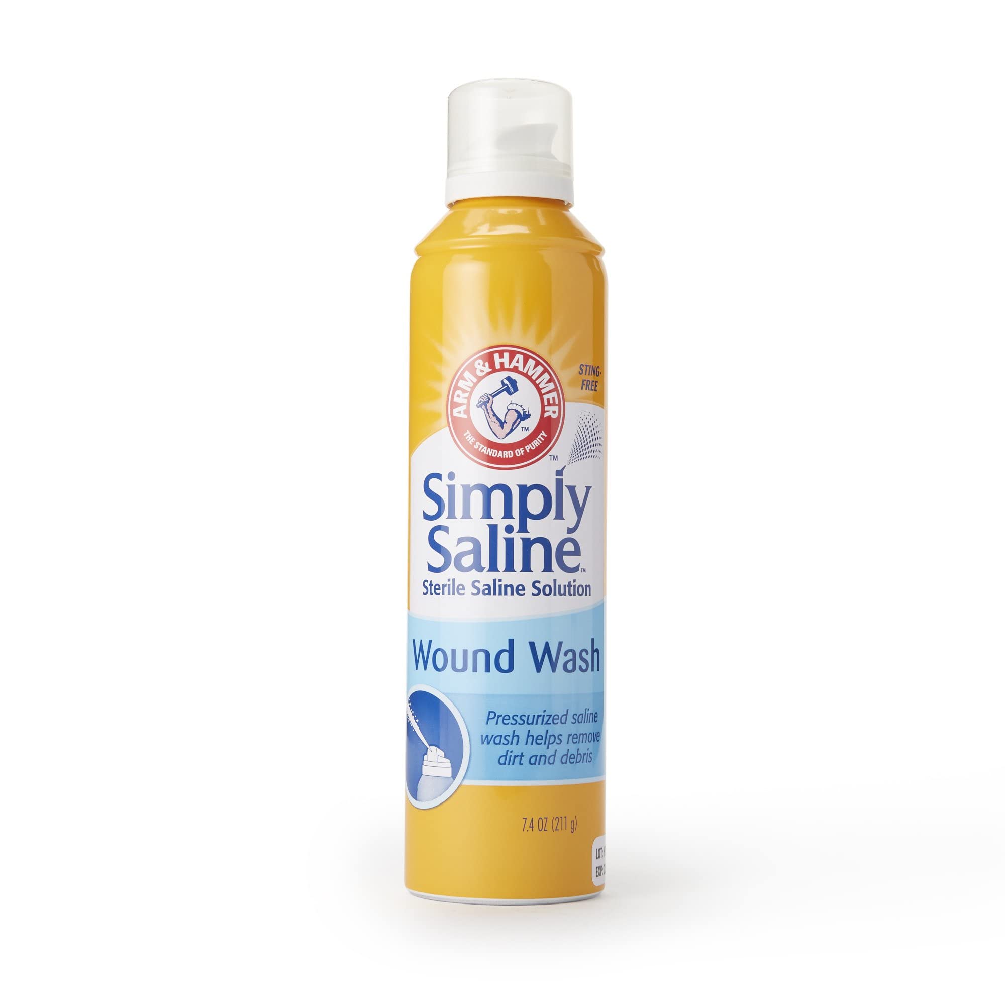Simply Saline Wound Wash bottle with continuous spray for gentle cleansing of minor wounds.