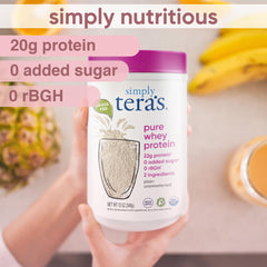 Closeup of Simply tera's whey ingredients showing protein concentrate and lecithin.