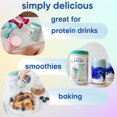 Closeup of Simply Teras lactose-free whey label with ingredient highlights