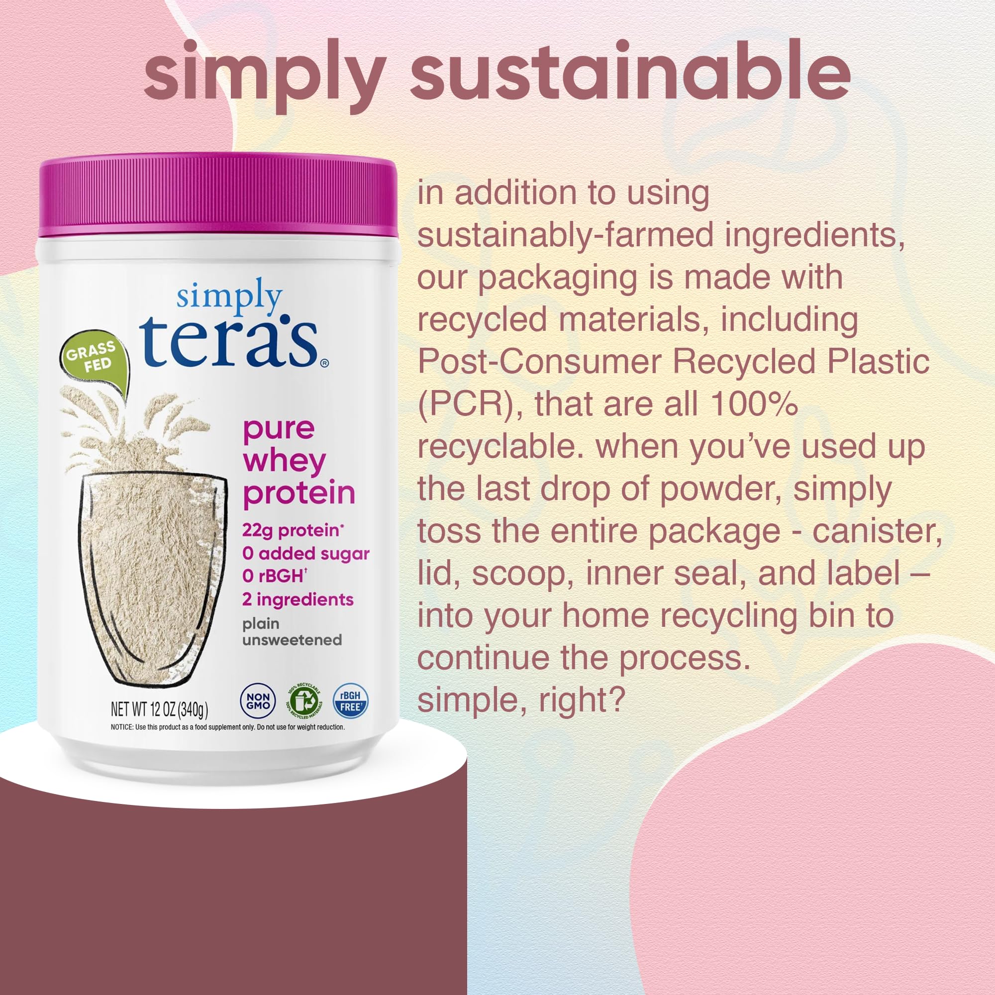 Shelf-ready Simply tera's packaging on display emphasizing clean, natural ingredients.
