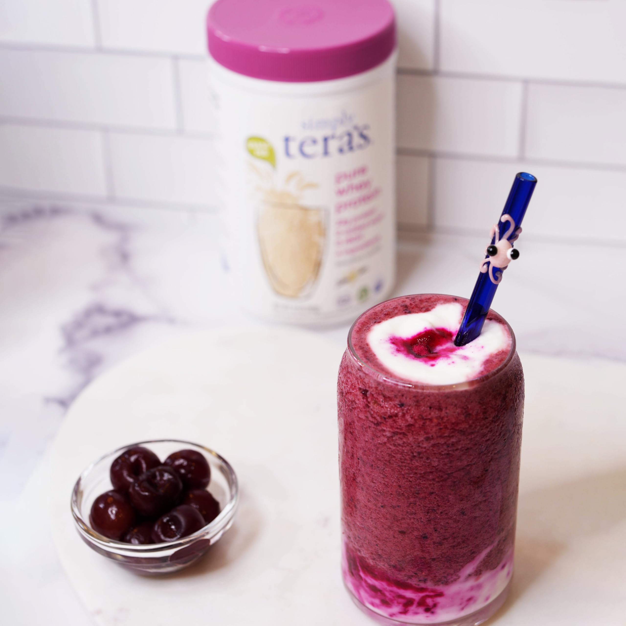 Grass-fed, pasture-raised cows source the whey for Simply Tera's.