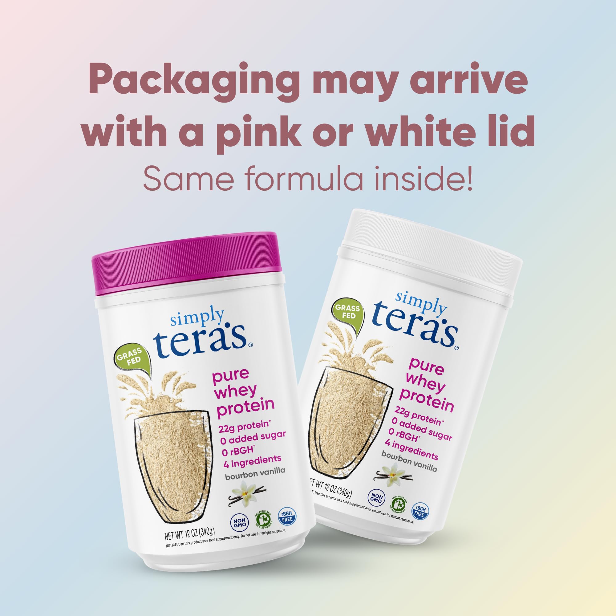 Close-up of Simply Tera's label showing clean ingredients.