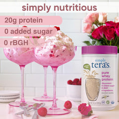 Simply tera's grass-fed whey ingredients panel showcases pasture-raised protein