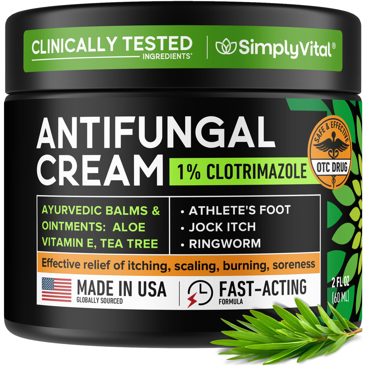 SimplyVital antifungal cream 1 percent clotrimazole tube relieves itching and soothes skin