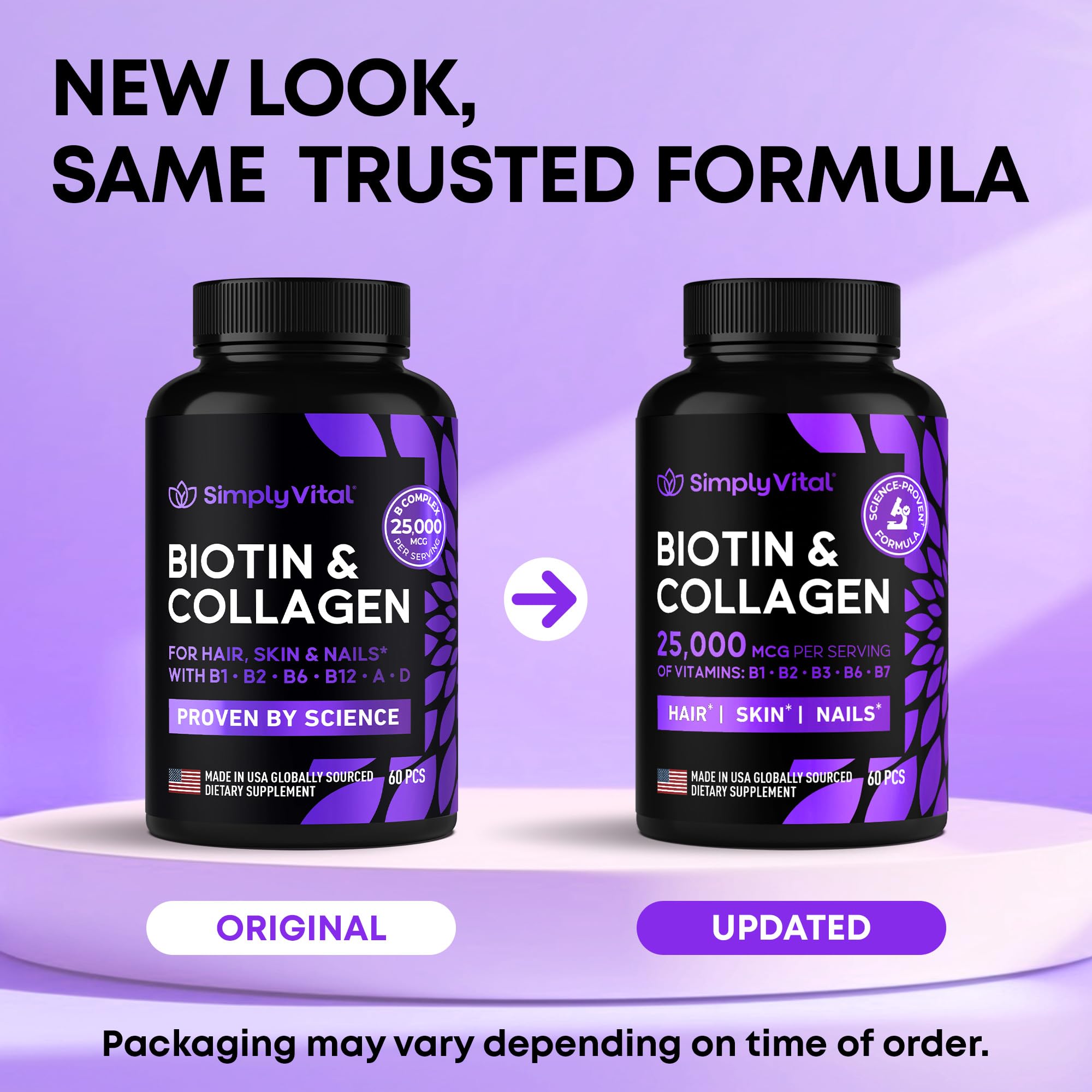 SimplyVital capsules displayed for simple daily beauty routine.