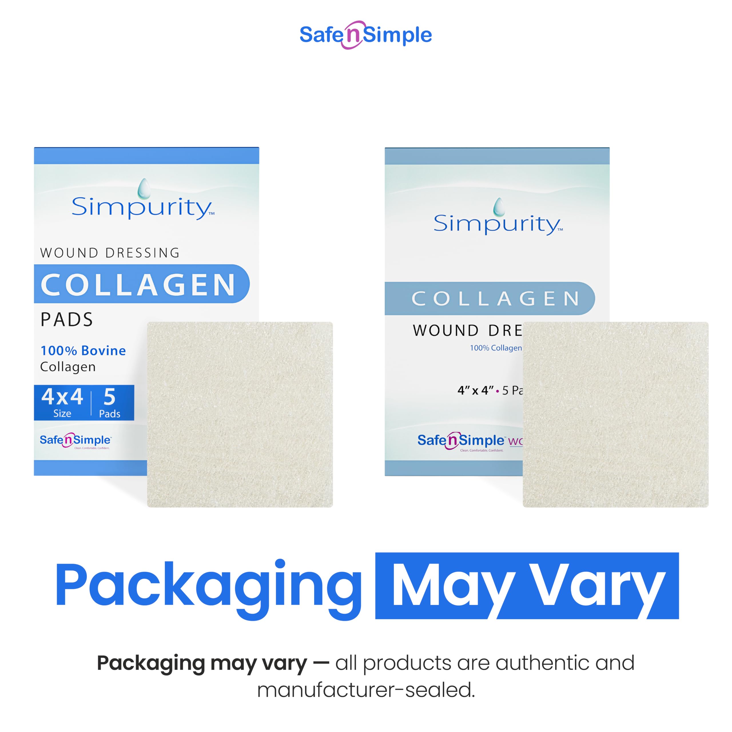 Simpurity bovine collagen dressing in soft gel form for comfortable wear.