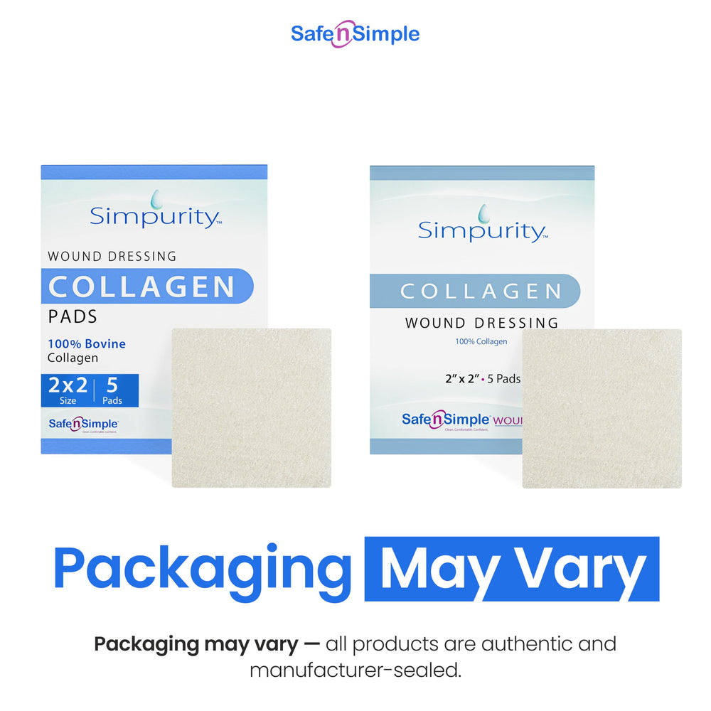Simpurity collagen dressing pad close-up showing soft gel layer.
