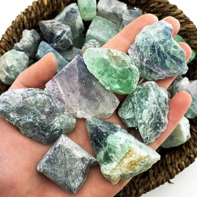 Simurg a grade rainbow fluorite rough showcasing natural patterns for lapidary projects.