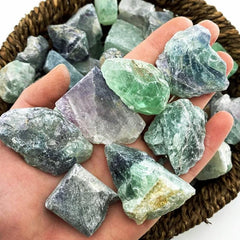 Simurg a grade rainbow fluorite rough showcasing natural patterns for lapidary projects.