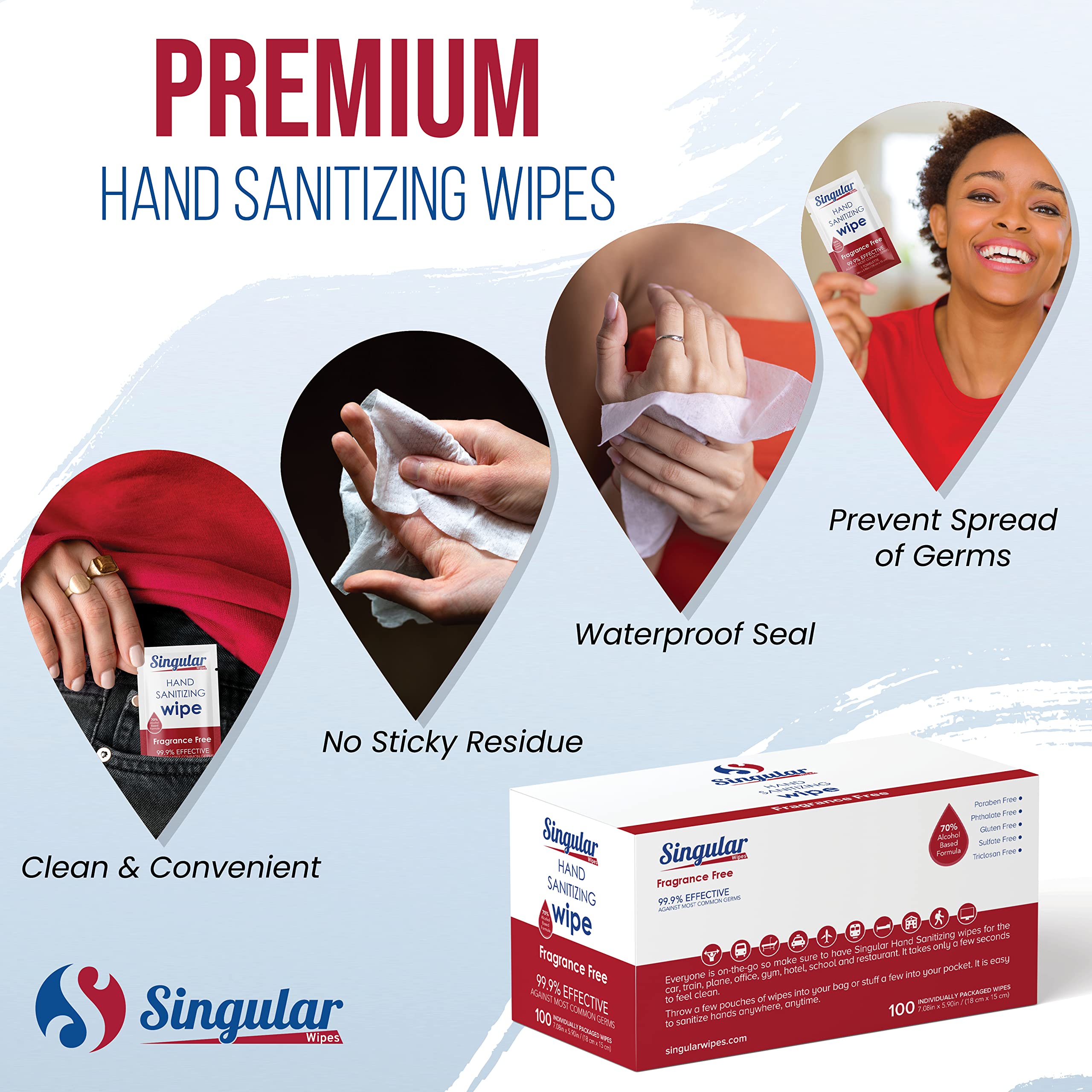 Fragrance-free formula from Singular Wipes keeps hands feeling fresh without scent.