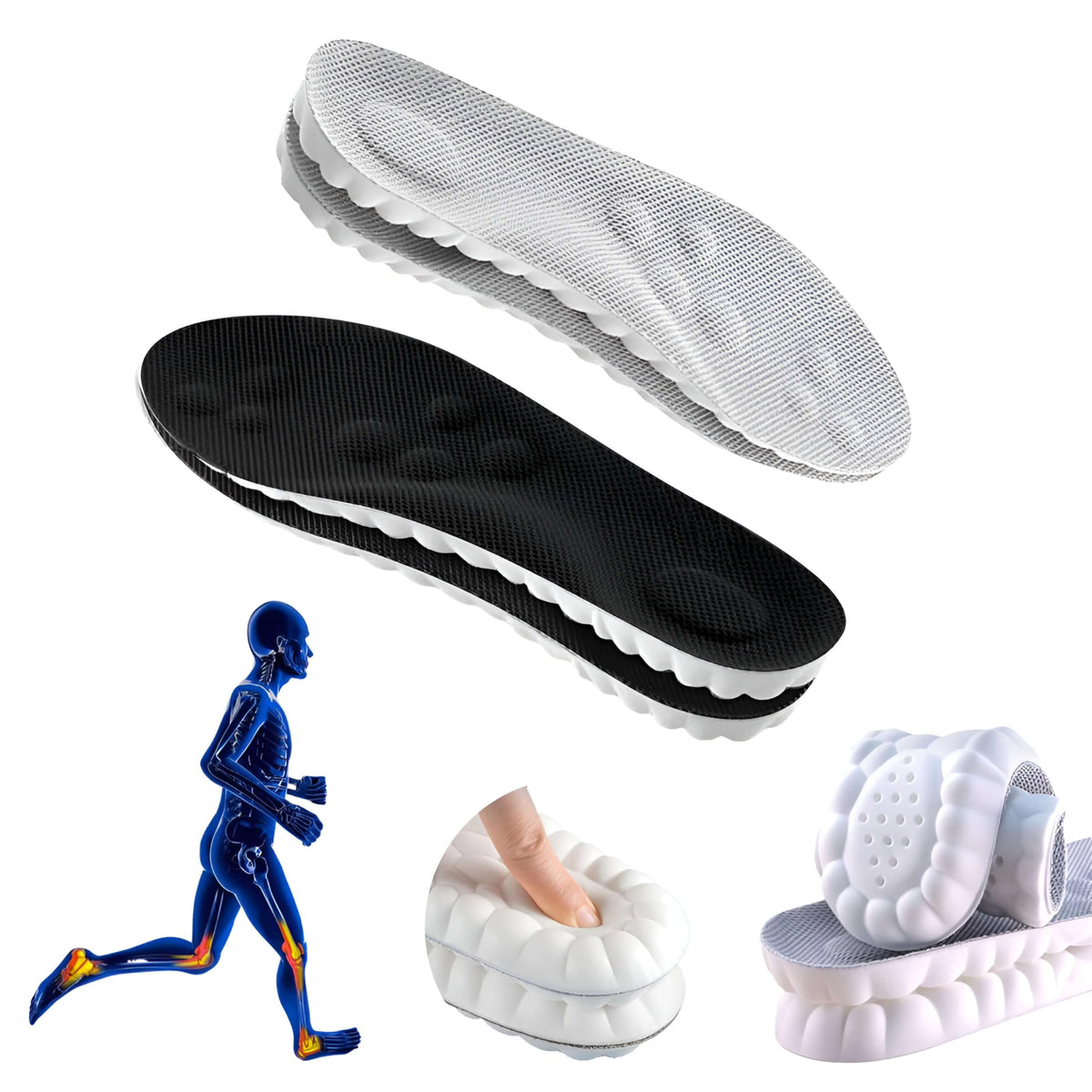 SIOEPUEO Cloud Insoles with 4D cushion for natural foot movement