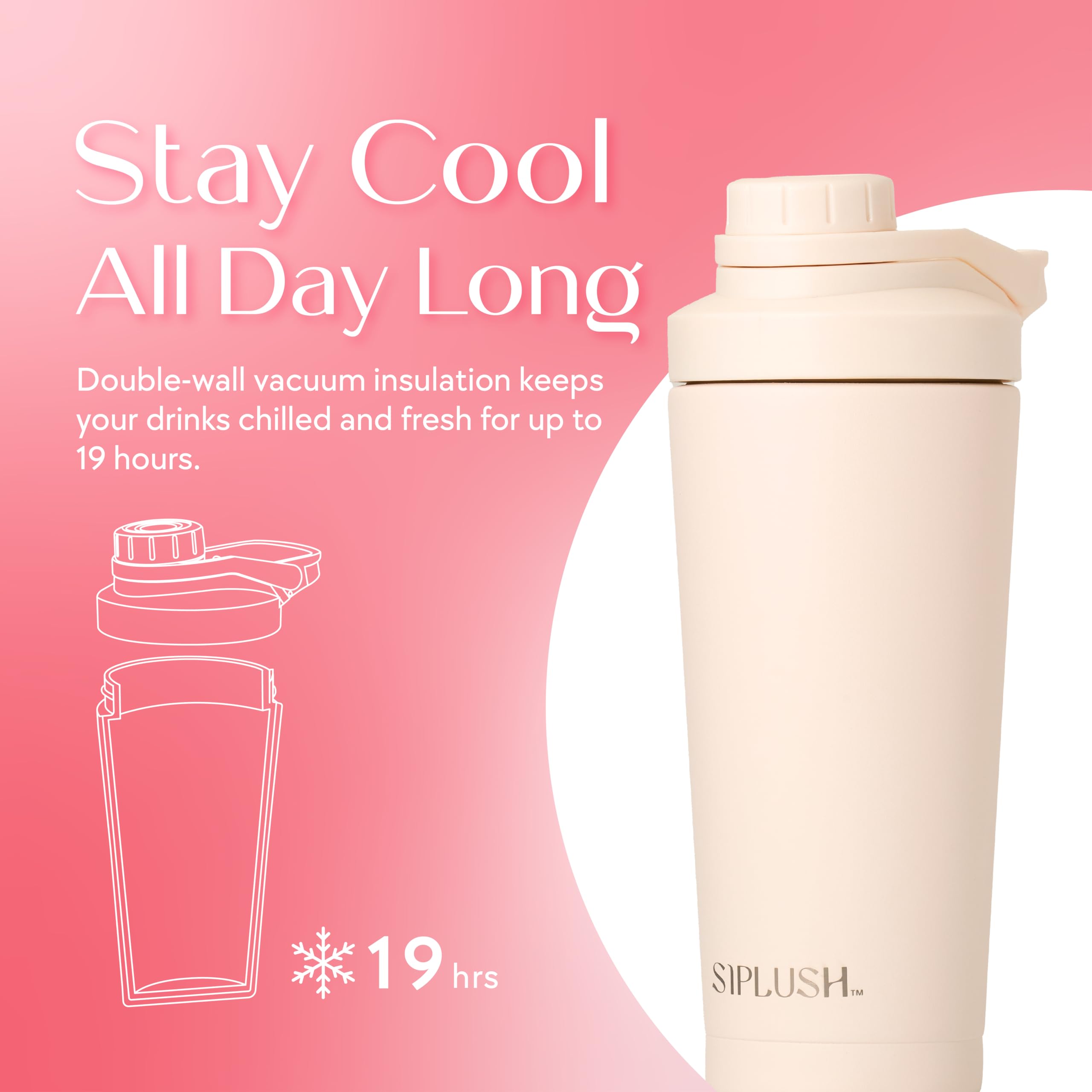SIPLUSH Paradise Shaker 24oz capacity image for large shakes on the go