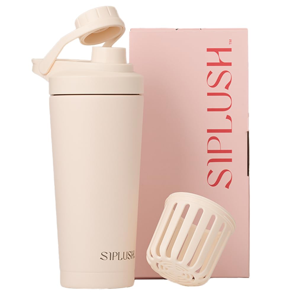 SIPLUSH Paradise Shaker front view in creamy pink for gym hydration