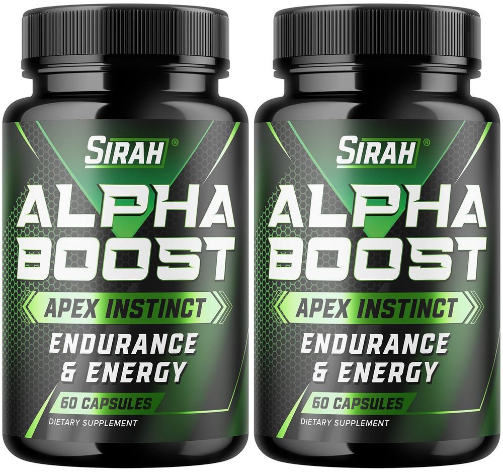 Sirah Testosterone Booster bottle with capsules for daily stamina and drive.